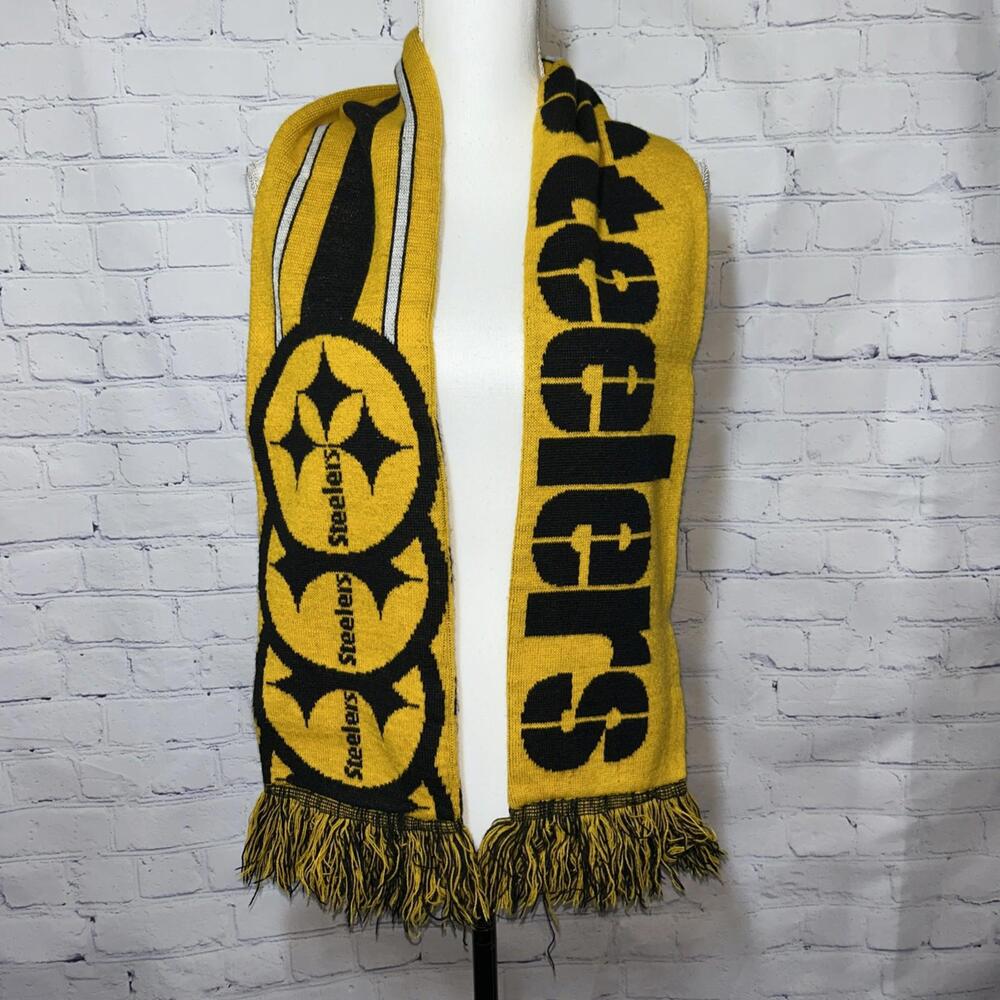 Pittsburgh Steelers Winter Scarf NFL Licensed Yellow Black Fringe Logo LOOKS NEW